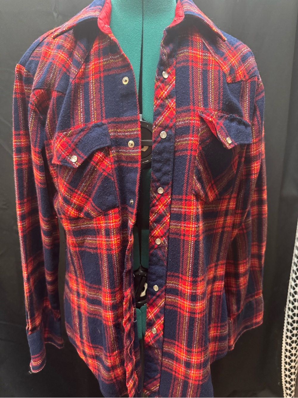Classic Red & Navy Plaid Button-Down Shirt